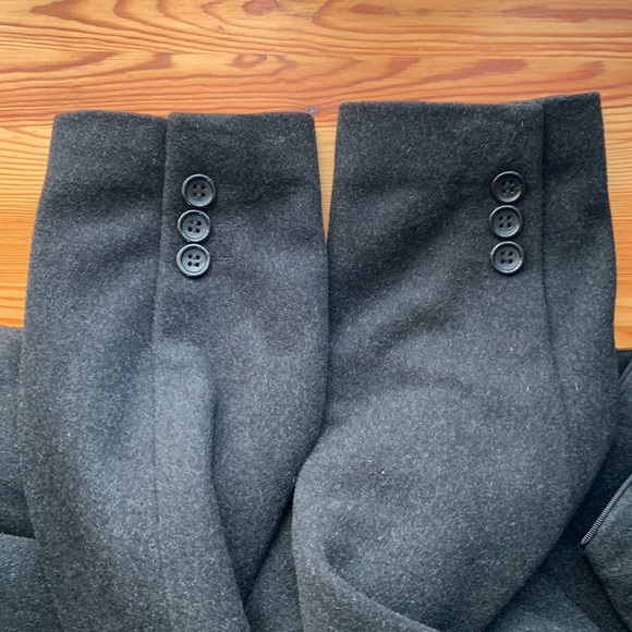 Dark Grey Wool Cashmere Coat with Removable Hood - Picture 13 of 13